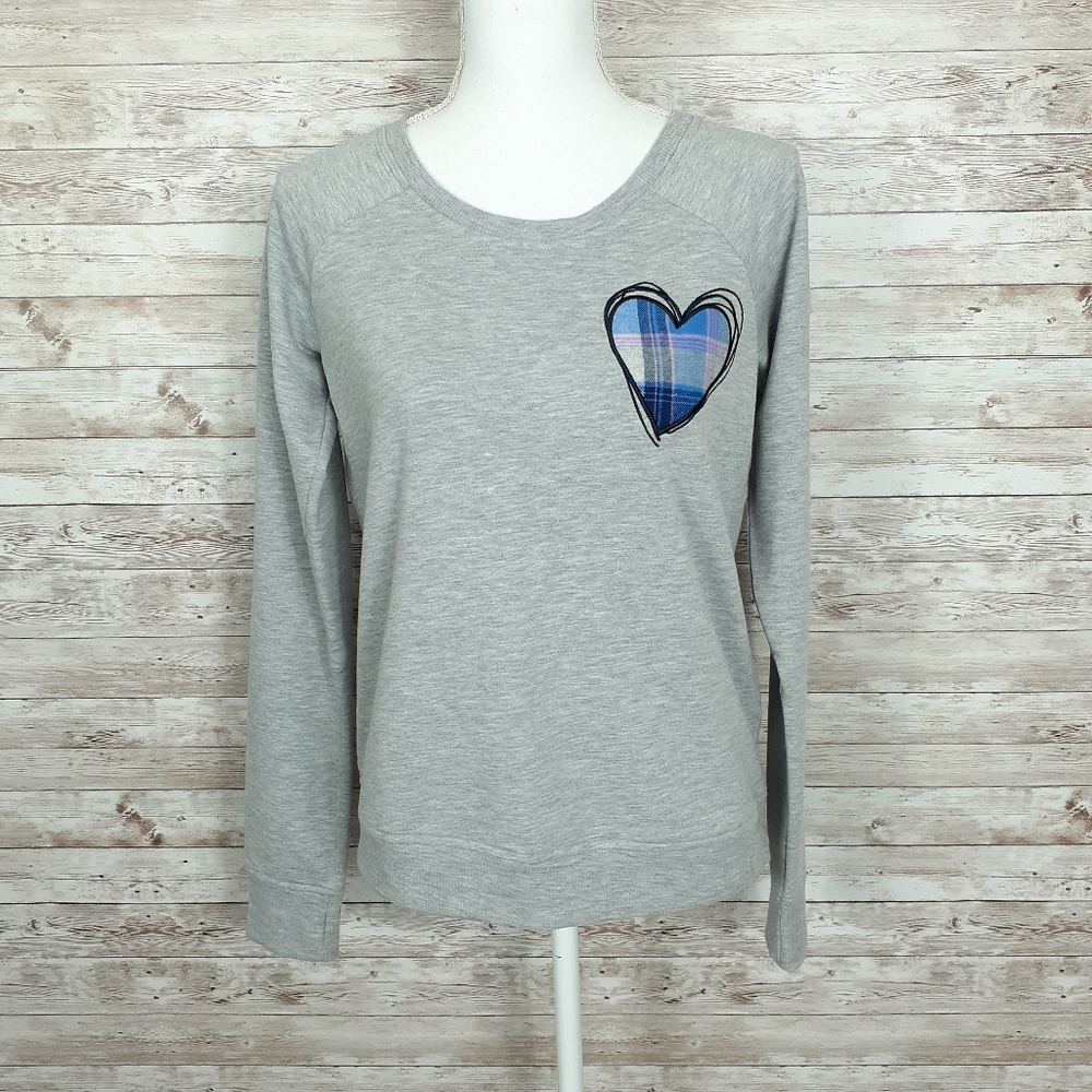 Jenni Pajama Top Sweatshirt S Plaid Heart  436